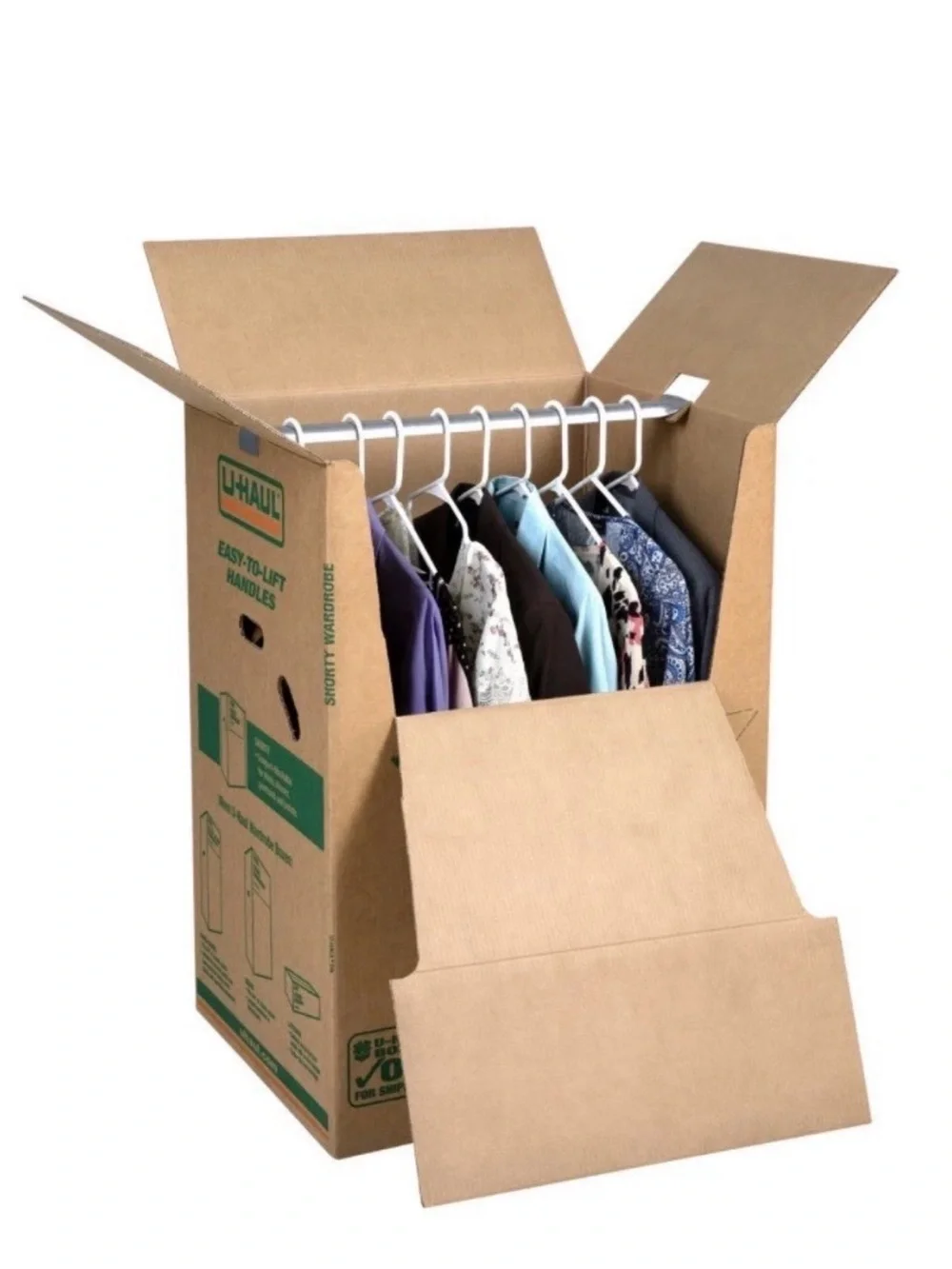 U-Haul Wardrobe Moving Box with Hanging Bar - Brown